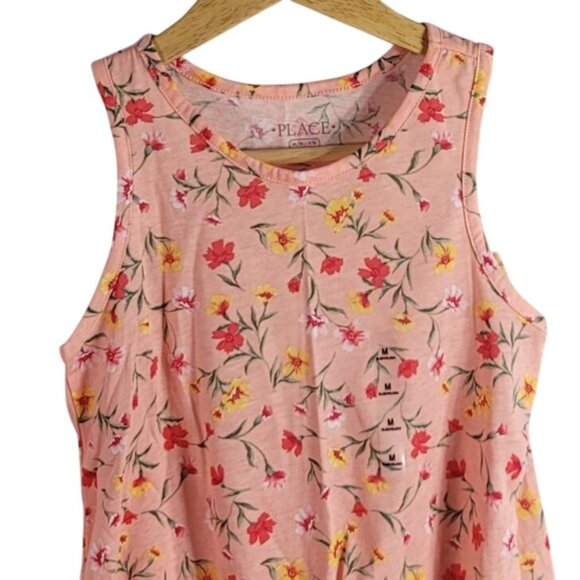 Children's Place Floral Top Orange SZ 7 Medium Sleeveless Front Tie Pullover NWT - Picture 2 of 7
